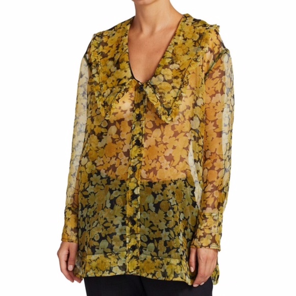 NEW Ganni Organza Oversized Shirt Flan 34 - Picture 1 of 17